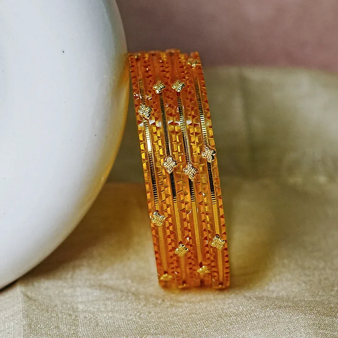 Premium Lightweight Acrylic Kada Bangles for Women (Pack of 4) - The Golden Cascade